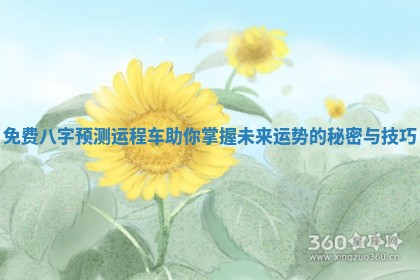免费八字预测运程车助你掌握未来运势的秘密与技巧